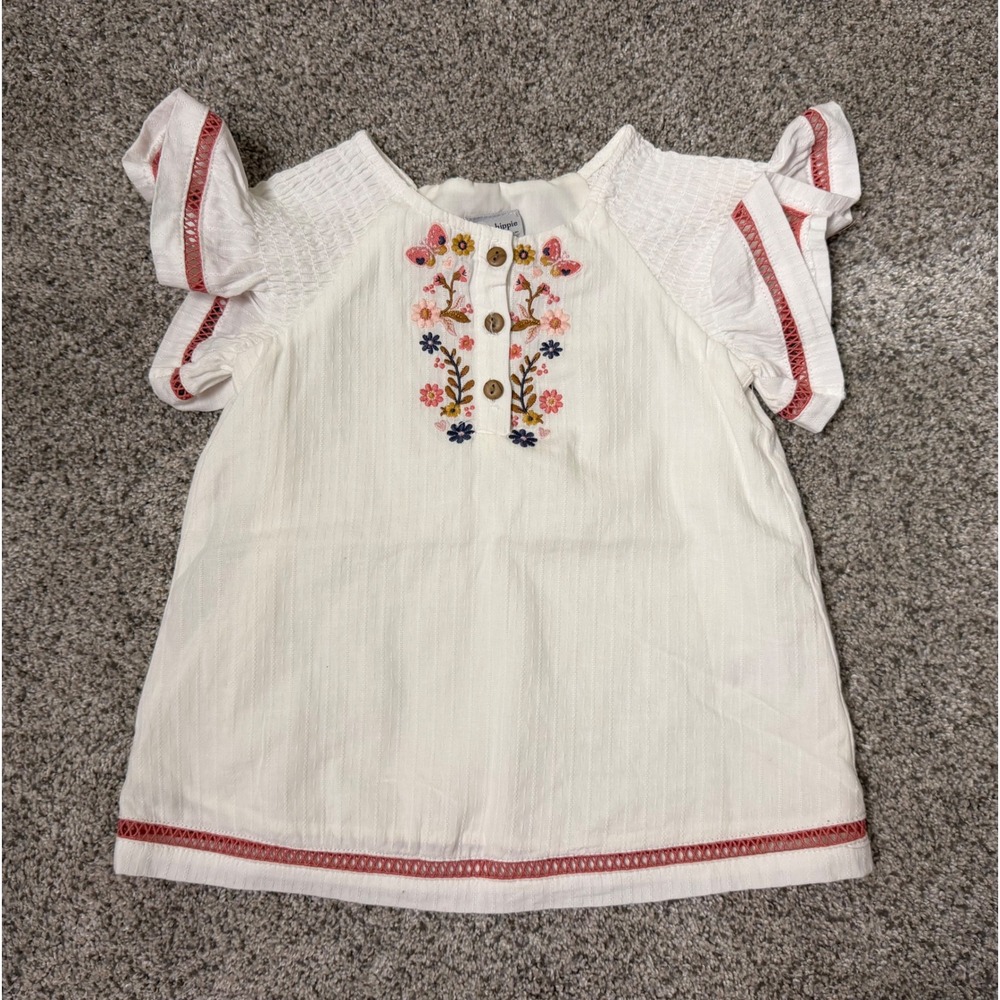 Haute Hippie Kids Style Girl 4T White Embroidered SS Top